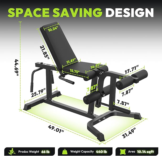 Leg Extension and Curl Machine, Adjustable Leg Curl Machine with Weight Plates Set, Seated Leg Extension and Lying Curl Machine for Lower Body Workouts, Leg Workout Equipment for Home Gym