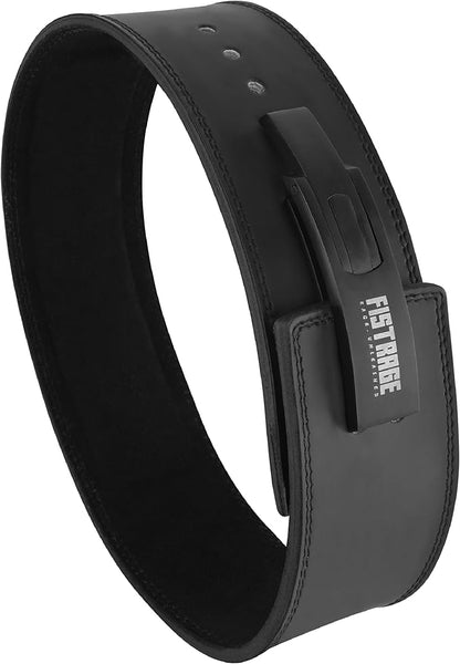FISTRAGE Lever Buckle Weight Lifting Leather Black Belt Gym Back Support for Men & Women Training Fitness Exercise for Tough Workouts | Power Lifters | Supports Lumber Lower Back