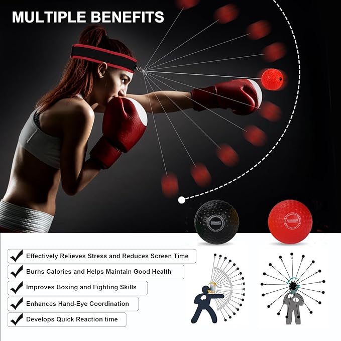 Upgraded Boxing Reflex Ball, Boxing Training Ball with Headband Perfect for Reaction, Punching Speed, Fight Skill, Fitness, Newst Boxing Equipment