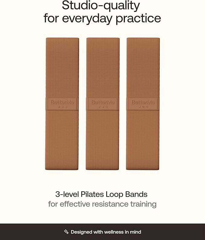 BetterMe Pilates Loop Bands – Resistance Bands Set for Women – Elastic Workout Bands for Glutes, Legs & Core – Home Fitness & Exercise Bands