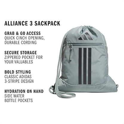 adidas Alliance Sackpack – Drawstring Backpack for Sports, Small Gym Bag