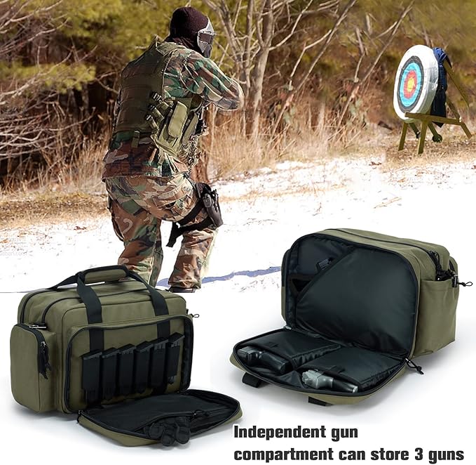 VEAGIA Range Bag,Pistol Case,Gun Range Bags For Handguns And Ammo Pouch 2 Pistols Soft Carrying Shooting Bag