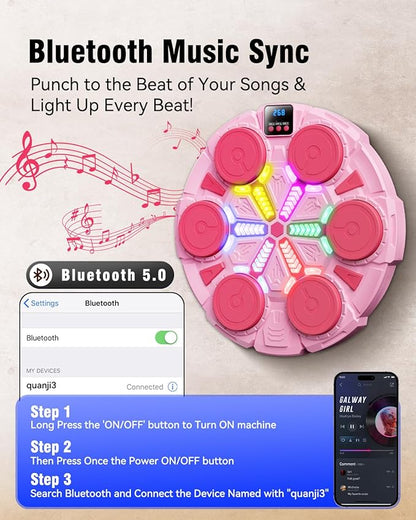 Upgraded Music Punching Machine for Kids and Adults, Wall Boxing Punching Pad with Bluetooth & Rhythm Lights, 3 Speed Modes, Home Fitness Boxing Equipment with Gloves for Boys Girls Teenagers