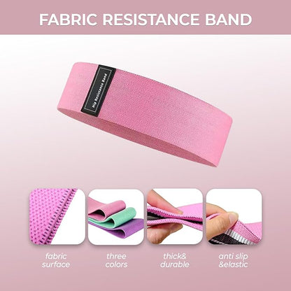 Resistance Band Set for Women, Loop Fabric Resistance Bands for Working Out, Figure 8 Resistance Band for Back, Flat Bands for Exercise for Physical Therapy, Strength Training
