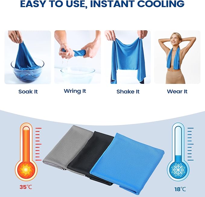 Clothirily Cooling Towels (40"x12"), Breathable Cooling Towels for Neck and Face, Men & Women Workout Towel for Hot Weather, Sweat Towel for Gym Yoga, Camping, Fitness, Running, Traveling, 6 Pack
