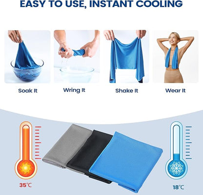 Clothirily Cooling Towels (40"x12"), Breathable Cooling Towels for Neck and Face, Men & Women Workout Towel for Hot Weather, Sweat Towel for Gym Yoga, Camping, Fitness, Running, Traveling, 6 Pack