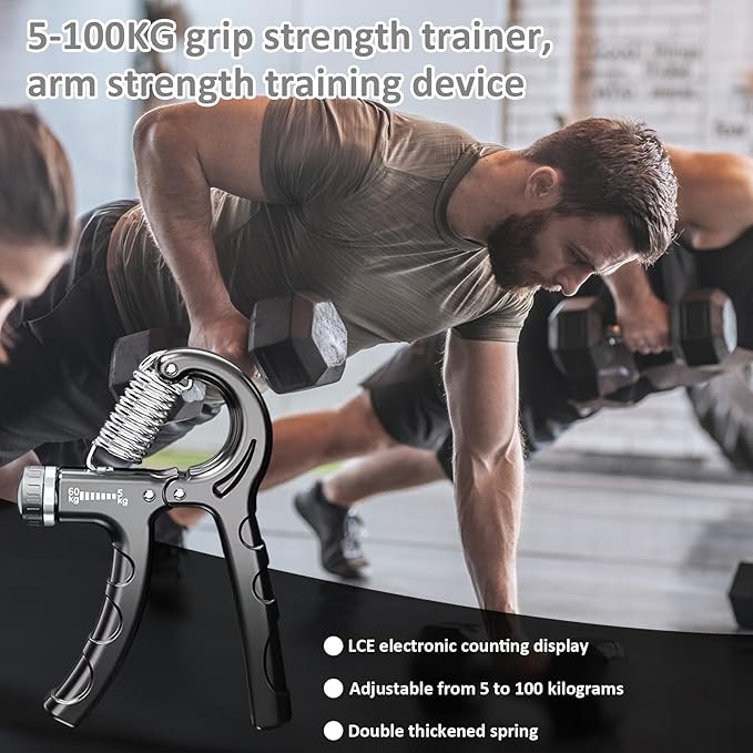 Grip Strength Trainer,Adjustable Resistance 5-60kg Hand Grip Strengthener,Hand Exerciser for Muscle Building