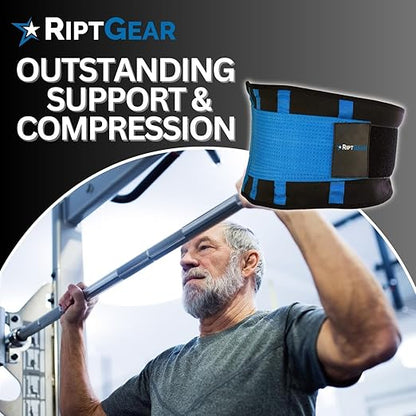 RiptGear Back Brace for Lower Back Pain Relief - Breathable Back Brace for Men and Women - Ideal for Lifting, Work, Sciatica, Herniated Disc, and Lumbar Support - Blue, XXXL (Waist: 44"-47")