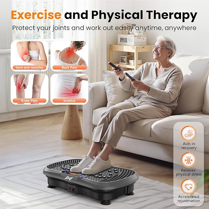 AXV Vibration Plate Fitness Platform Exercise Machine Vibrating Shaking Full Body Shaker Workout Vibrate Stand Shake Board Sport Gym for Weight Loss Fat Burner for Women Men