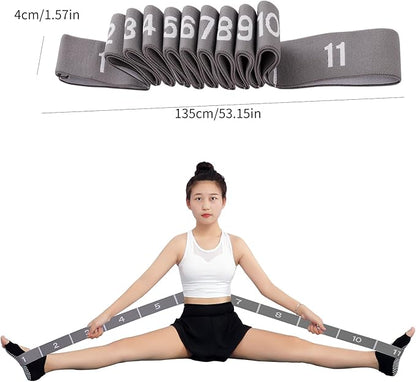 Elastic Stretching Strap with 11 Loops, Adjustable Stretch Band for Adults - Flexibility Straps for Yoga, Pilates, Dance - Non-Slip Fabric Resistance Band for Home Workout, Physical Therapy