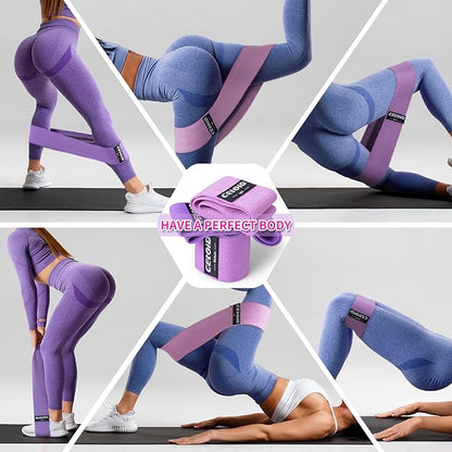 Resistance Bands Set, Exercise Bands with Non-Slip Design for Hips & Glutes, 3 Levels Workout Bands for Women and Men, Booty Bands for Home Fitness, Yoga, Pilates