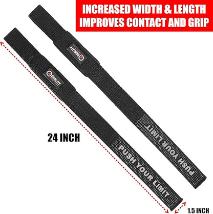 QTF Lifting Wrist Straps for Weightlifting, Gym Wrist Wraps Padded Wrist Support Wraps, Bodybuilding, Powerlifting, Deadlifting and Secure Grip