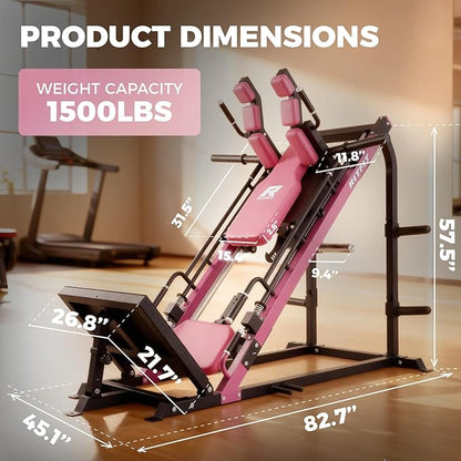 RitFit 3-in-1 Leg Press Hack Squat Machine for Home Gym, 1500LB Capacity, Compact Space-Saving Design with Multiple Hack Squat & Leg Press Angles