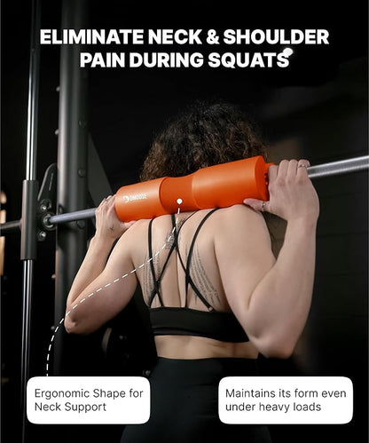 DMoose Fitness Barbell Pad for Hip Thrust, Squat & Lunges - Non-Slip Thick Foam Cushion for Neck and Back Support with Two Straps - Hip Thrust Pad for Leg Day - Fits All Olympic Bars and Smith Machine