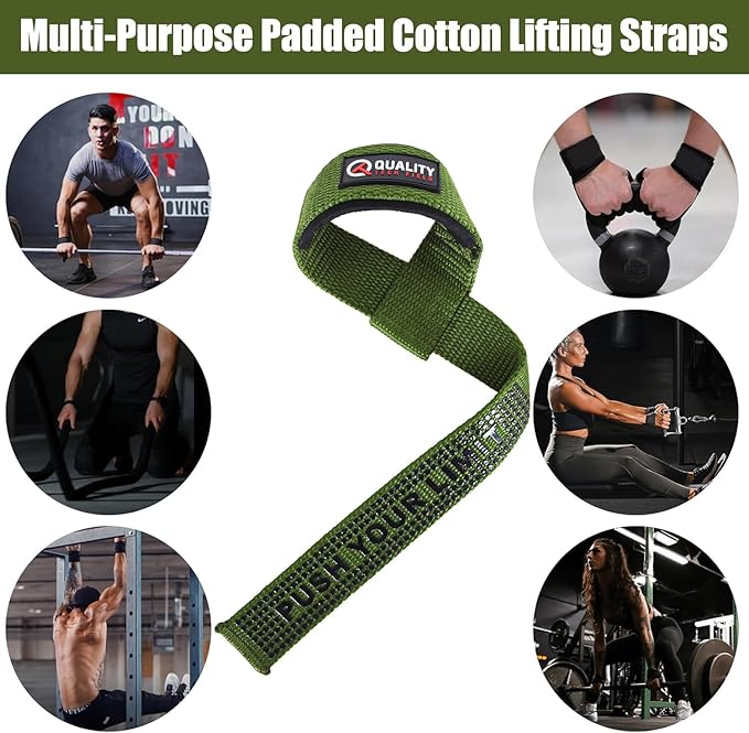 QTF Lifting Wrist Straps for Weightlifting, Gym Wrist Wraps Padded Wrist Support Wraps, Bodybuilding, Powerlifting, Deadlifting and Secure Grip