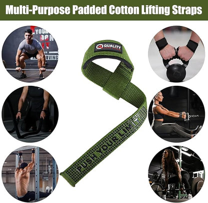 QTF Lifting Wrist Straps for Weightlifting, Gym Wrist Wraps Padded Wrist Support Wraps, Bodybuilding, Powerlifting, Deadlifting and Secure Grip