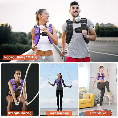 Weighted Vest, 6lb/8lb/10lb/12lb/16lb/20lb/25lb/30lb Weight Vest for Men Women, Body Weight Vests Adjustable with Reflective Stripe for Strength Training, Running, Workout, Jogging, Walking