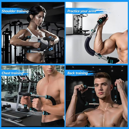 Twister Arm Trainer, 40-110lb Adjustable Power Bar, Chest Shoulder Arm Workout Equipment, Portable Detachable Spring Resistance for Home Gym, Men & Women