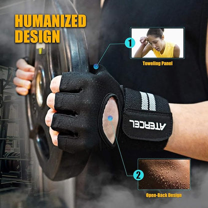 ATERCEL Weight Lifting Gloves Breathable Workout Gloves with Wrist Support for Gym, Exercise, Pull ups, Super Lightweight for Mens and Women, Full Palm Protection