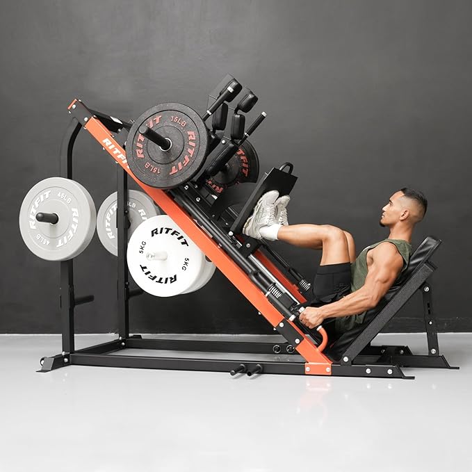 RitFit 3-in-1 Leg Press Hack Squat Machine for Home Gym, 1500LB Capacity, Compact Space-Saving Design with Multiple Hack Squat & Leg Press Angles