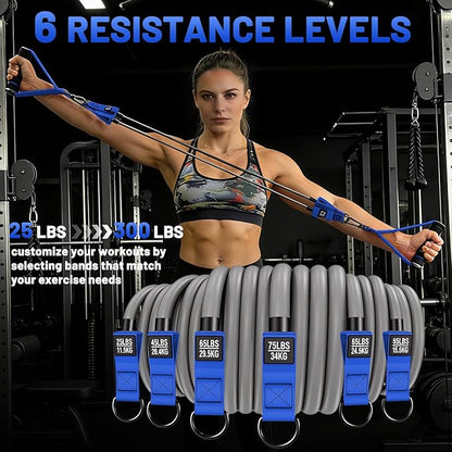 Heavy Duty Resistance Bands Set with Handles, Ankle Straps & Door Anchor – 300LBS Exercise Bands for Home Gym, Muscle Training, Physical Therapy, Yoga, Full Body Workout for Men & Women