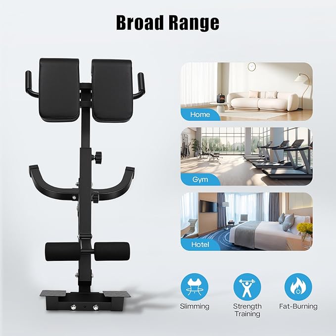 Foldable Hyperextension Roman Chair, Adjustable Back Exercise Machine w/5 Tilt & 8 Abdominal Pad Adjustments, 330LBS Multi-Function Heavy-Duty Exercise Equipment Home Gym Sit Up Bench for Glute & Ab