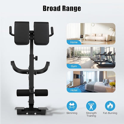 Roman Chair Back Extension Bench, Height & Angle Adjustable Hyperextension Bench, Foldable Sit Up Bench, Ab Back Glute Core Muscles Exercise Equipment for Home Gym Fitness, 330lbs Capacity