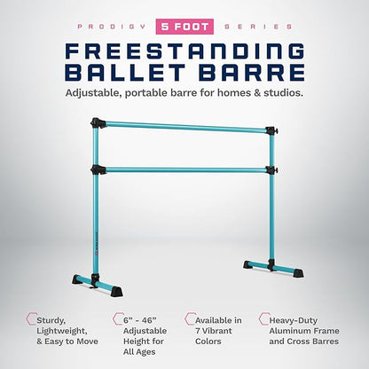 VITA Barre Portable Freestanding Double Ballet Barre, Prodigy, Aluminum | Adjustable Height, USA Made, Home or Gym Exercise Equipment for Kids & Adults | Dance, Fitness, Pilates