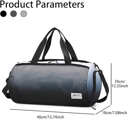BE SMART Waterproof Mens Gym Bag with Shoe Compartment, Duffle Bag with Wet Pocket for Men, Lightweight Sport Carry On Duffel Bag With Tpu Pocket for Travel, Sports, Fitness & Workout(Black Gradient)