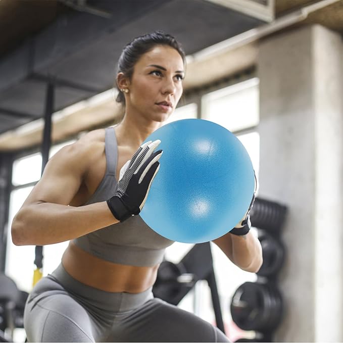 2pcs Small Pilates Exercise Balls 10-inch Non-Burst Yoga Balls for Core Training, Physical Therapy, Balance Workouts at Home Gym, Blue