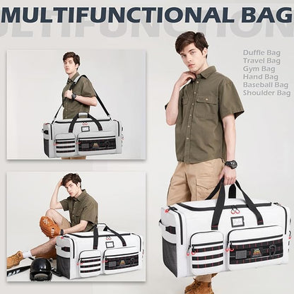 135L Large Duffle Bag, Heavy Duty Duffle Bag for Travel, Extra Large Sports Gym Equipment Bag for Soccer Baseball Basketball Hockey Football, Grey