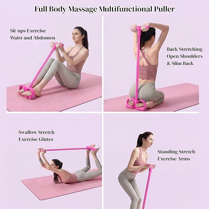 Multifunction Fitness 6-Tubes Pedal Resistance Bands with Handles，Pull up Assistance，Yoga Accessories, ab Workout Exercise Machine，Home Gym Equipment