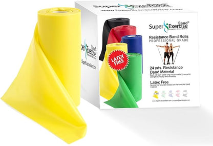 Resistance Band for Working Out | Super Exercise Bands 8,16,24 Yard Bulk Rolls |10 Strengths in Light Medium and Heavy Resistance Bands | Latex Free Workout Bands Including App and e-Book