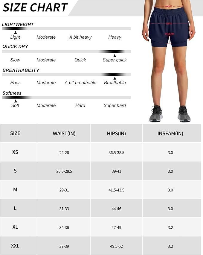 Ksmien Women's 2 in 1 Running Shorts Quick Dry Athletic Gym Workout Shorts with Liner Phone Pockets