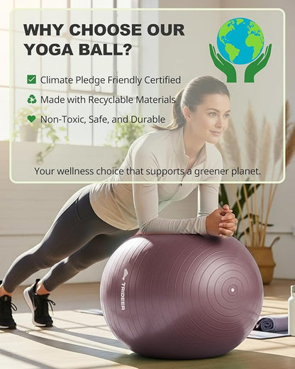 Trideer Exercise Ball Yoga Ball,Office Seating & Balance Ball Chair, Stability Ball for Pilates, Physical Therapy,Core Training & Balance Improvement & Stretching