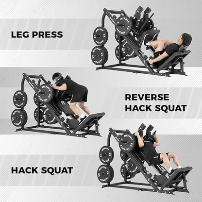 RitFit 3-in-1 Leg Press Hack Squat Machine for Home Gym, 1500LB Capacity, Compact Space-Saving Design with Multiple Hack Squat & Leg Press Angles