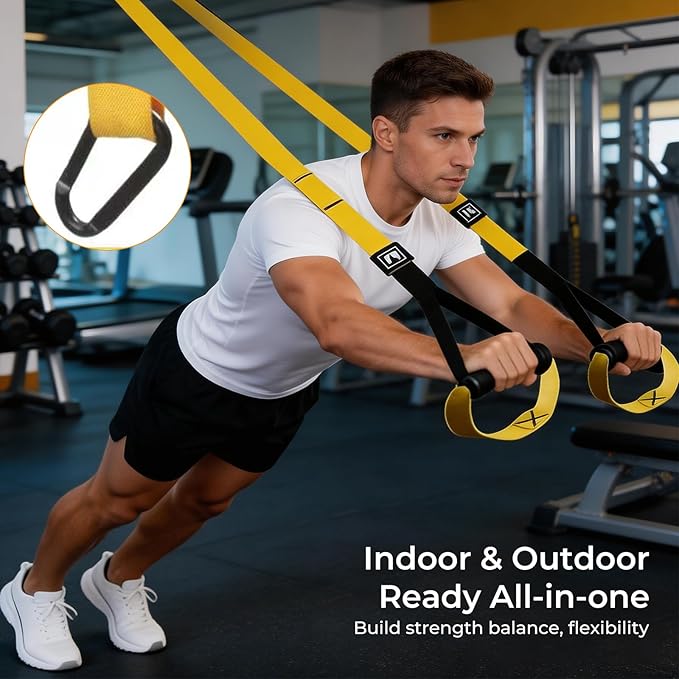 Home Suspension Training Kit, Bodyweight Resistance Straps for Full-Body Workout, Portable Gym Equipment with Handles, 2 Packs Resistance Loop Exercise Bands, for All Fitness Levels Suspension Trainer