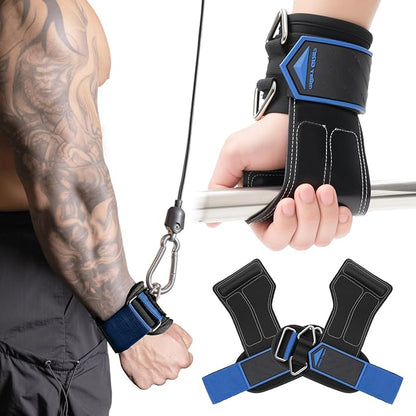 Non-Slip Gym Wrist Sraps for Weightlifting, Double Rubber Weight Lifting Straps with D Rings for Cable Machine Workout, Wrist Wraps with Cushion Wrist Loop for Men Women Deadlift