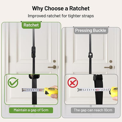 Slim Panda Door Anchor Strap for Resistance Bands, Door Exercise Equipment with Ratchet Adjust Tighten, Multi Point Anchor Gym Attachment, Portable Door Resistance Bands for Home Gym Workouts