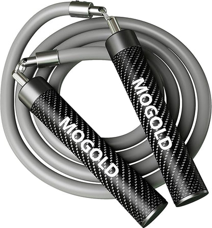 1lb Weighted Jump Ropes for Women & Men with 1/2 Pound Jump Rope Cable & Thicker Leather Jump Rope Weighted Handles, Best for Fitness, High-Intensity Strength Workouts