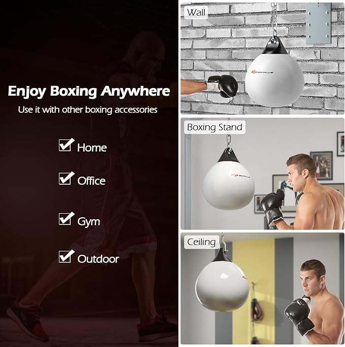 Goplus Water Aqua Bag, 21'' 180 Pound /18” 110 Pound Heavy Punching Bag with Adjustable Metal Chain, Water Injection Hose, Boxing Training Bag for Adults Fitness, MMA