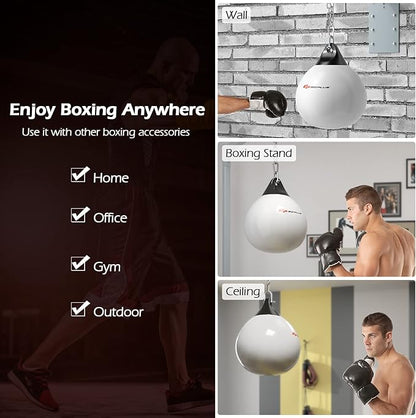 Goplus Water Aqua Bag, 21'' 180 Pound /18” 110 Pound Heavy Punching Bag with Adjustable Metal Chain, Water Injection Hose, Boxing Training Bag for Adults Fitness, MMA