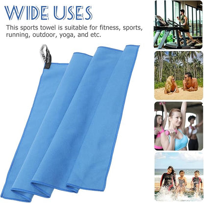 Cabilock Microfiber Quick Dry Sweat Towel for Gym and Yoga, 40x60cm Portable Fitness Workout Towel Dual-Sided Plush, Blue Edge, for Men and Women Sports
