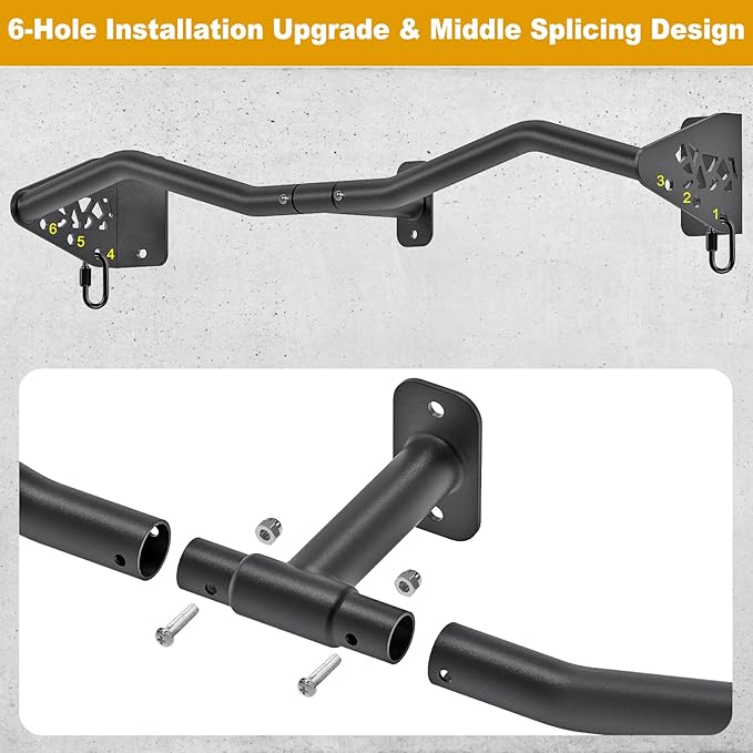 Kipika Wall Mounted Pull Up Bar - Heavy Duty 450 LB Capacity Doorway Chin Up Bar for Home Gym, Sturdy Steel Construction with Resistance Band Hooks | Hanging Exercise Bar for Full Body Workout