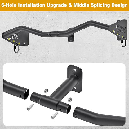 Kipika Wall Mounted Pull Up Bar - Heavy Duty 450 LB Capacity Doorway Chin Up Bar for Home Gym, Sturdy Steel Construction with Resistance Band Hooks | Hanging Exercise Bar for Full Body Workout