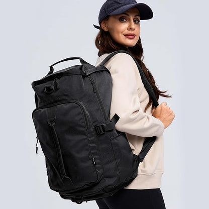 Gym Bag for Women with Shoe Compartment and Wet Pocket Convertible Gym Backpack workout Duffel Bag Multiple Pockets 30L