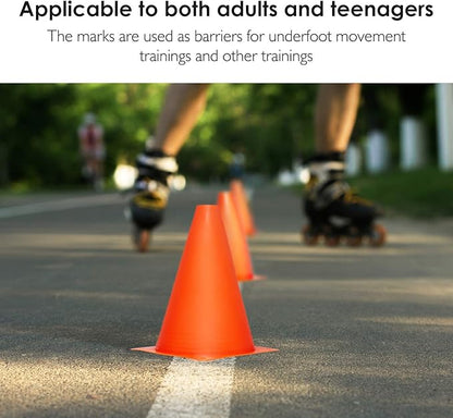 REEHUT 7.5 Inch Plastic Sport Training Traffic Cone (Set of 12, Orange)