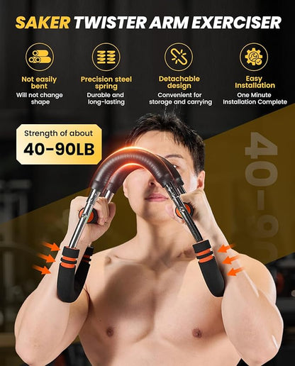 2026 New Saker PowerTwist Arm Trainer, Adjustable Forearm Strengthener, Arm Exercise and Chest Workout Equipment for Home Gym, for Men, Ideas for Fitness Enthusiasts