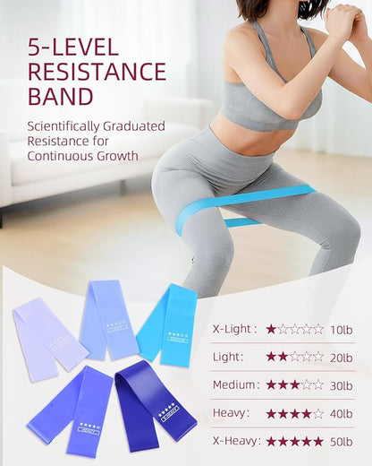 Abahub Pilates Ring Set, Home Workout Pilates Equipment, 14”Magic Circle, Yoga Ball, Resistance Bands, Sliding Disks, Socks, Fascial Ball, Workout Guide & Bag, Blue Set