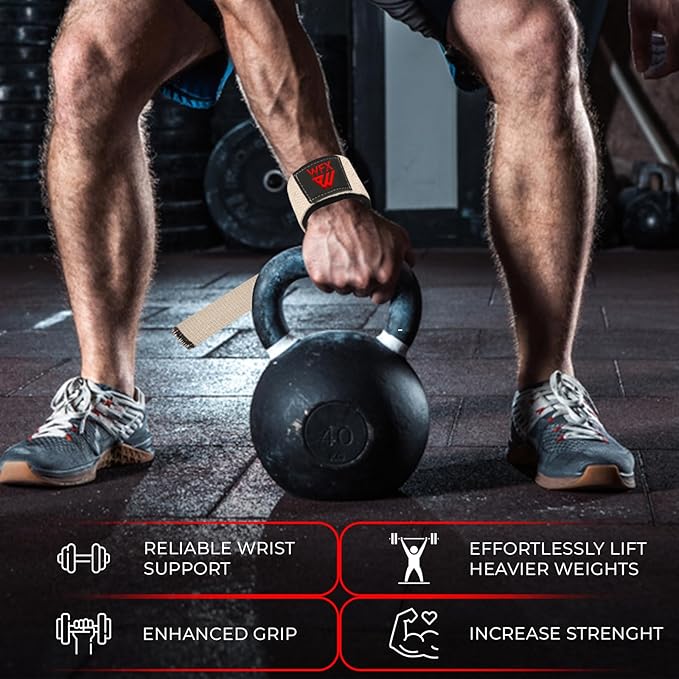 Weight Lifting Straps Wrist Support Padded Neoprene Gym Cross Training Hand Bar Weightlifting Straps Fitness Bodybuilding Power Exercise Grips Deadlift Men Women